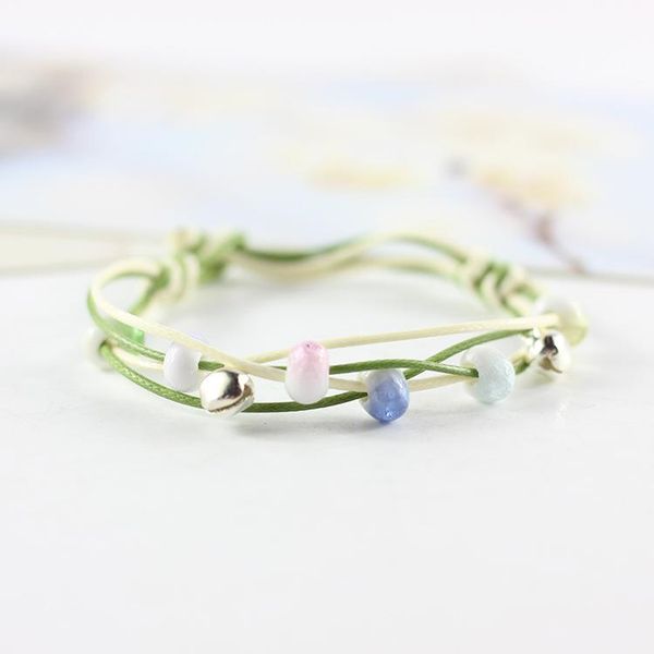 

Korean Style Mori Artistic Hipster Ceramic Bracelet Creative Crack Beads Bell Simple Fashion Bracelet Female, Golden;silver