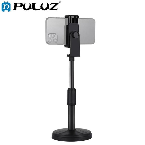 

puluz round base desktripod &smartphone clamp for led ring video light, adjustable height: 18cm-28cm