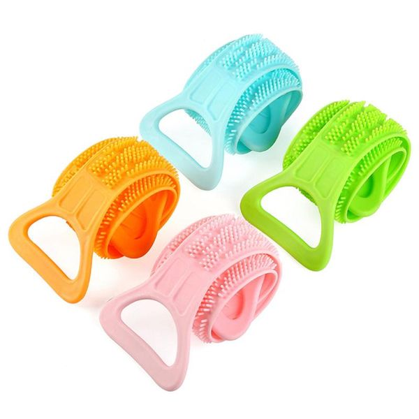 

long back towel rubbing bath brush sided scrubber silicone scrub body skin care rubbing exfoliate bathroom shower