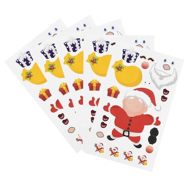 

5pcs diy christmas sticker santa claus white bear deer snowman face sticker xmas party supplies for classroom children activity wmtnlb