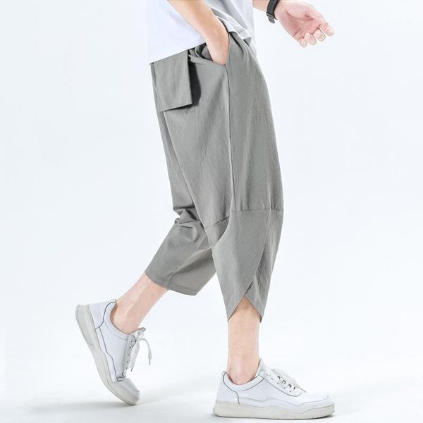 

baggy cotton linen harem pants 2020 japanese vintage solid men women hip hop plus size wide leg pants pantalone homme trousers1, Black