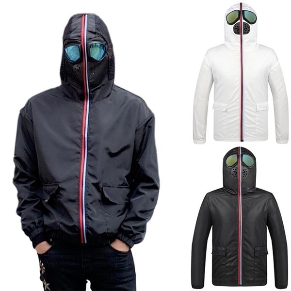 Zip Up Ceket Erkekler Motosiklet Kapşonlu Gözlüklü Rüzgarlık Kadın Ceketler Büyük Boy 4XL Ince Yaz Bahar Sonbahar Kore Giysileri 201114