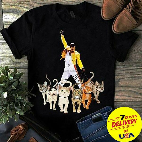 

freddie mercury and his cats men t-shirt cotton black full size s-2xl sport hooded sweatshirt hoodie