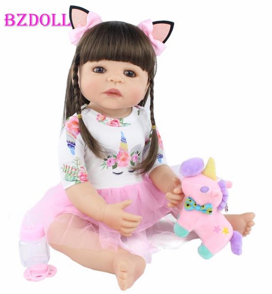 

55cm full silicone reborn baby doll toy for girl newborn princess toddler alive babies bebe classic boneca bathe toy child gift t200712