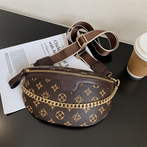 

ladies leathers bag with wide shoulder strap retro printed backpack street trend contrast color leather handbag personalized gold chain wome