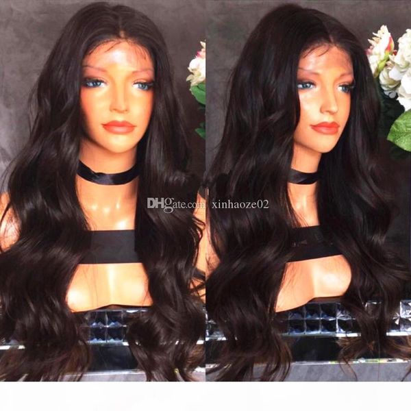 

silk full lace human hair wigs virgin malaysian body wave unprocessed remy hair silk base lace front wig wavy with baby hair, Black;brown