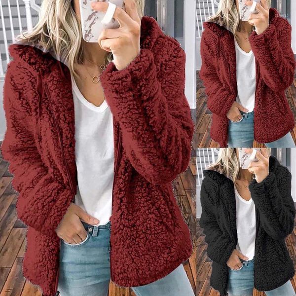

womens ladies warm faux coat jacket winter o-neck solid long outerwear jackets for women jacket women jackets 20211, Black;brown