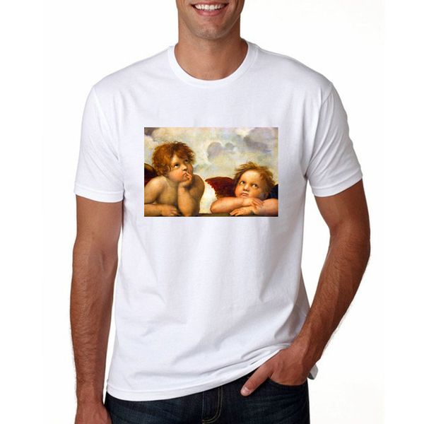 

sport harajuku t shirt men angels cherubs raphael santi sistine madonna sweet t-shirts women summer white tees unisex