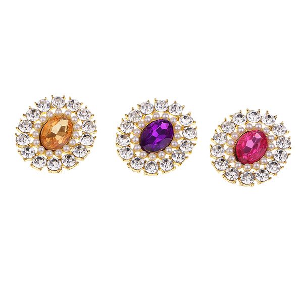 

3 pieces elliptic multicolor pearls diamond buckle for bow hair accessories