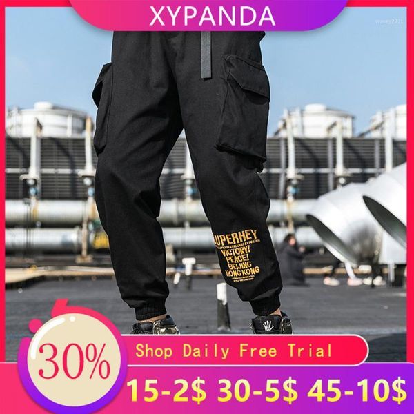 

men's pants xypanda spring men's casual trend wild loose multi-pocket overalls street hip-hop cargo pants1, Black