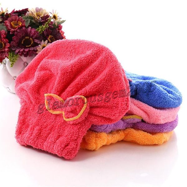 

girl's drying quick-dry hair towel beanie caps hat bath microfiber solid towel cap super absorption turban hair dry hats accessories, Blue;gray