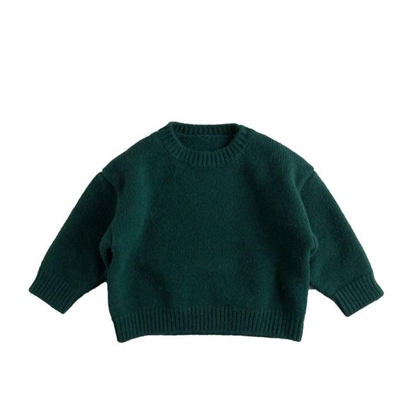 

fashion pullover for children boy girls long sleeve solid o-neck casual sweaters for kids warm knitted wear stylish, Blue