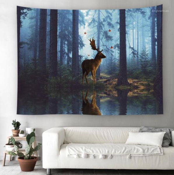 

forest tapestry wall hanging beach mat polyester blanket picnic blanket tablecloth1