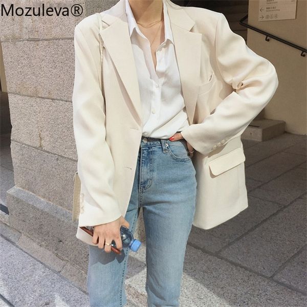 

mozuleva loose outerwear women suit jacket spring summer female jacke elegant chic single-breasted women blazer femme 201114, White;black