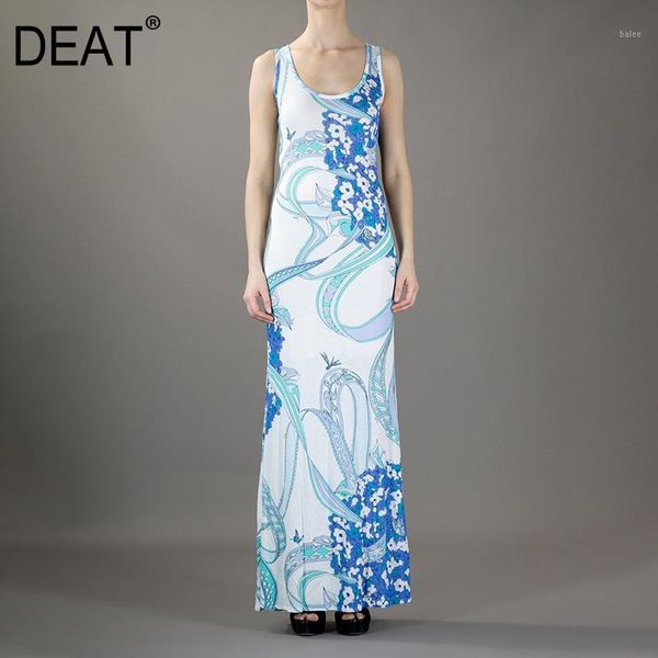 

deat] 2020 bohemia knit dress women sleeveless halter waist elastic floral pattern elegant floor length classic summer am1081, Black;gray