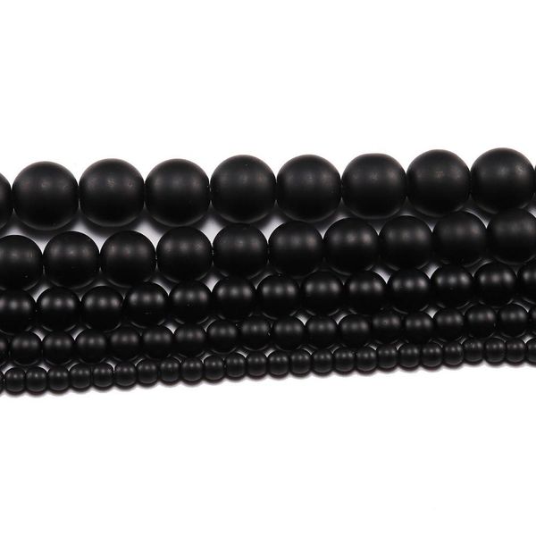 1 -стрэнд лот черный тусклый матовые стеклянные бусины 4 6 8 10 12 мм 15 'Круглая свободная проставка для бусинки для ювелирных изделий.