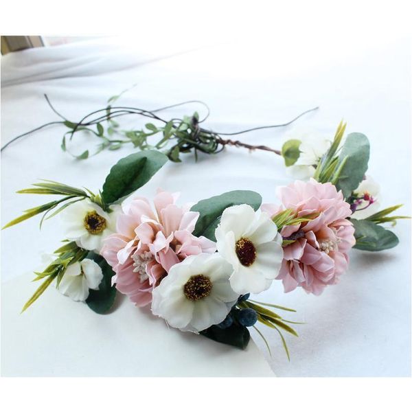 

chrysanthemum flower wreath hairband wedding bridal headdress flower hair accessories wedding crown garlands girl's qylqxn