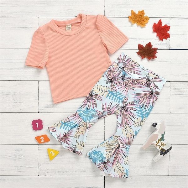 

baby girl summer clothes set short sleeve tunic legging pants newborn girl outfits green spring toddler girls clothes for kids y200325, White