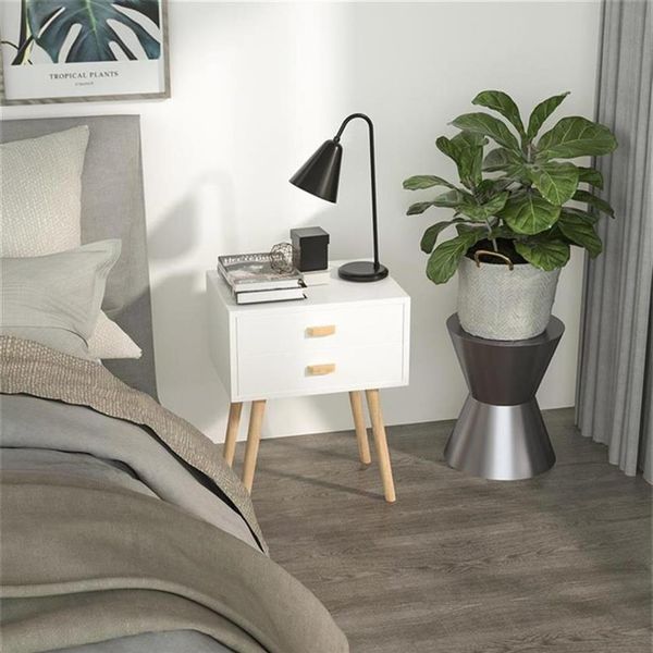 

us stock nightstand, bedside table with drawers, suitable for bedroom furniture living room, side table mdf + solid wood feet whit260t