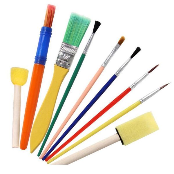 

1set sponge brush plastic handle paint brushes paintbrush roller children kids diy graffiti painting drawi jllxxx