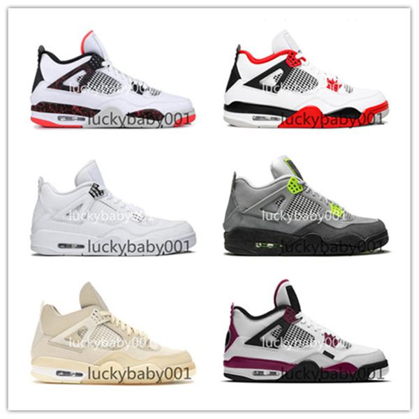 

new arrival white x sail bred men jumpman 4 4s basketball shoes union nior paris sneakers metallic purple mens trainers sports, Black
