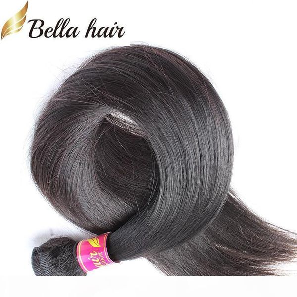

8"-30" peruvian human hair bundles straight human virign hair weft extensions natural color 1pc retail bella hair, Black