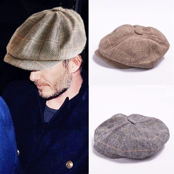 

autumn winer herringbone tweed newsboy cap men octagonal cap flatcap,fashion chic travel flat hat,gorras planas, Blue;gray