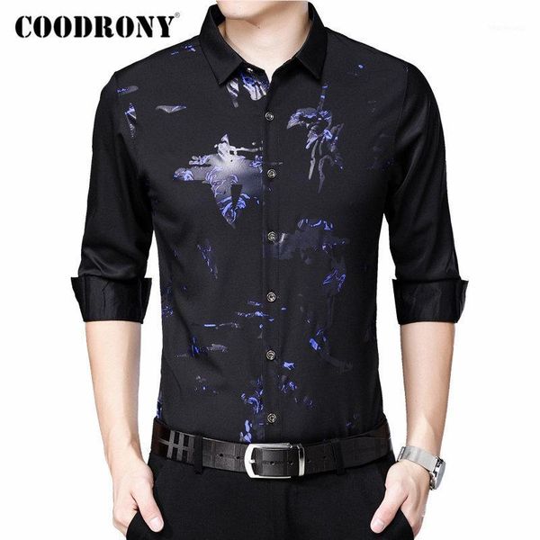 

coodrony men shirt long sleeve shirt men 2020 new arrival autum casual shirts streetwear fashion pattern camisa masculina 960731, White;black
