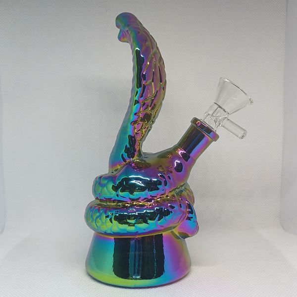 6,1 Zoll Höhe 14 mm männliche Schüssel Shisha dickes Glas Wasserbong Schlangenstil Becherpfeife Recycler Rauchen