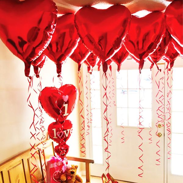 18 Zoll rote Herzfolie Partydekoration Luftballons Valentinstag Liebesgeschenk Hochzeit Geburtstag Home Ballon