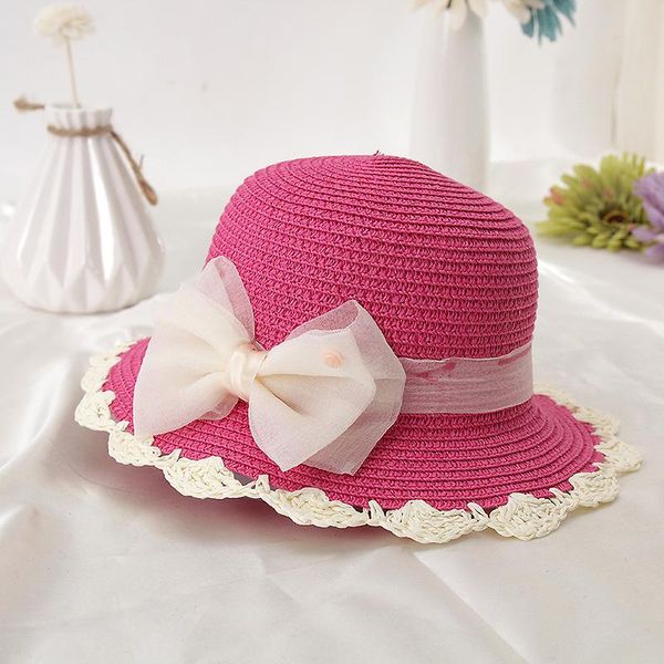 

2020 new lace bow summer hat kids lace flower straw hat for girls outdoor sun hats for child beach panama caps gorros sqczou pingtoy, Black;white