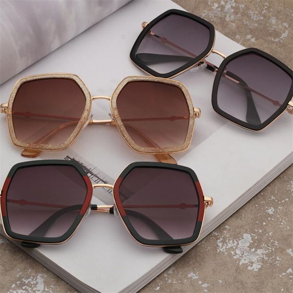 

sunglasses fashion cross-border lady trend type of with metal polygonal, White;black