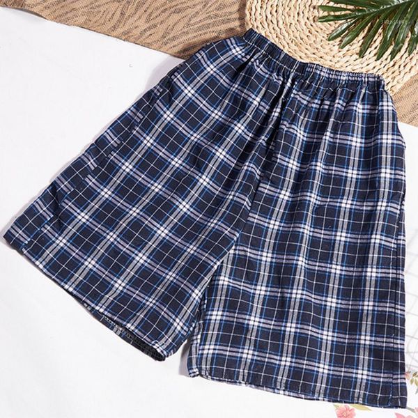

men's cotton trousers and shorts double cotton gauze casual living pants beach pants plaid sleepwear mens pajama1, Black;brown
