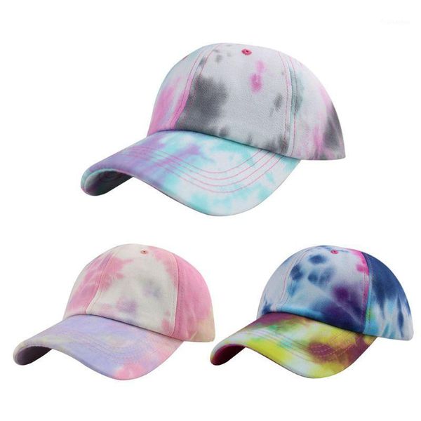 

rainbow tie-dye baseball cap summer sunscreen hip hop sport snapback hat1, Yellow