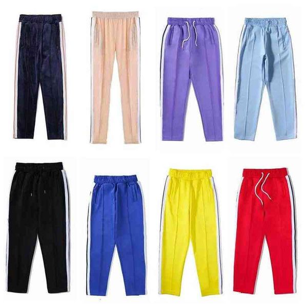 

designer men palm long pants stripe jogger trouser joggers casual winter mens track pant solid color rainbow side stripes, Black