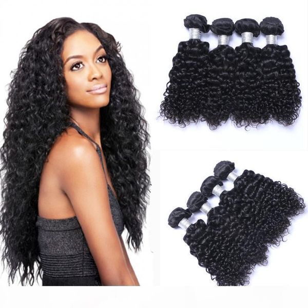 

peruvian deep wave virgin hair weave 4pcs lot natural color no shedding tangle human hair extensions, Black