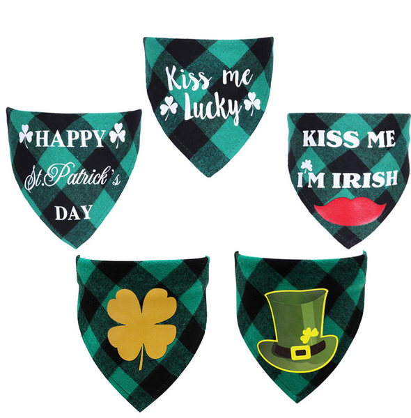 

single-layer pet triangle scarf american st. patrick's day cat and dog accessories thin cotton plaid single-layer dog head scarf cotton
