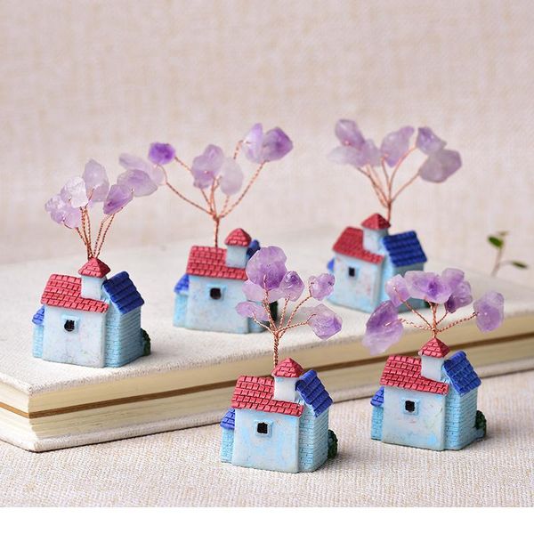 

1pc natural amethyst lucky tree crystal quartz mineral ornaments garden decoration home decoration healing stone mini ho qylmje, Black