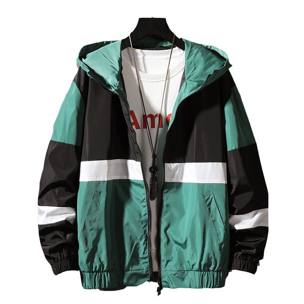 

2020 new mens spring autumn zipper casual hooded bomber jakcet fashion patchwork windbreaker jacket men coat clothing