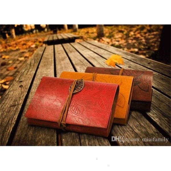 

wholesale- cover vintage leather dark brown pu loose leaf blank notebook journal diary gift, Purple;pink