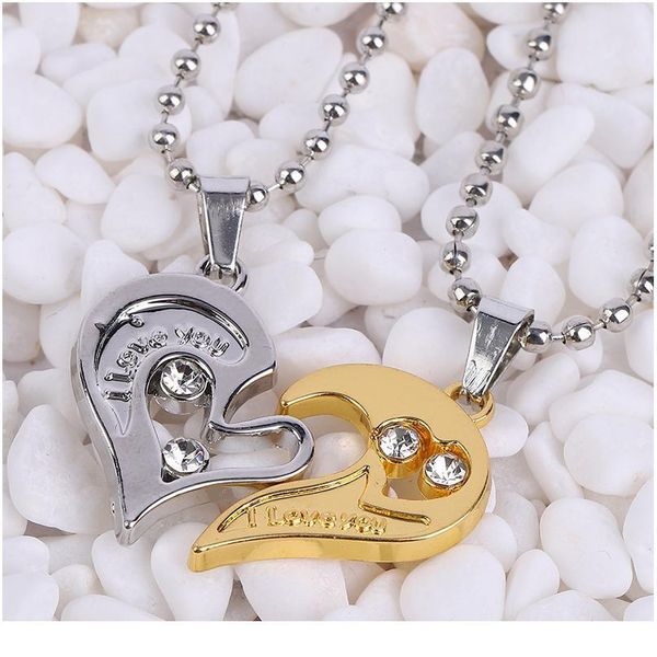 

2 pcs friends necklace women men chains jewelry pendant couples paired nletter pendants lovers valentin jlljkg, Black