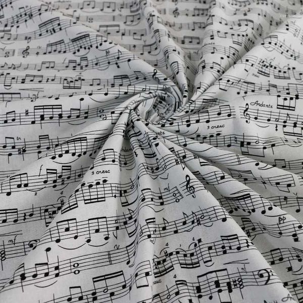 

musical note print cotton cloth crafts zakka cotton material poplin1, Black;white