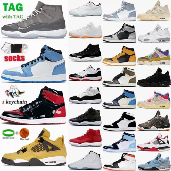

man s 1 basketball shoes 1s university blue bred patent mocha jumpman 4 4s shimmer white oreo lightning black cat 11 11s cool grey mens snea