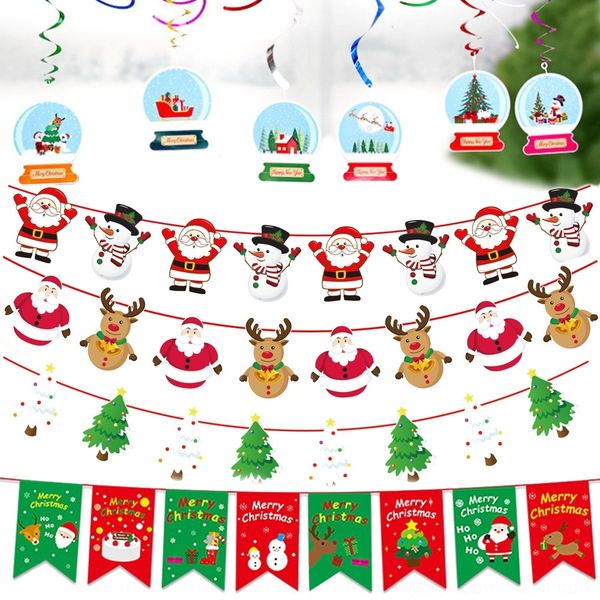 

fxwkj snowman christmas wd4s7 elk paper set spiral flag decorative christmas decorative elk paper pendant flag spiral pendant set snowman