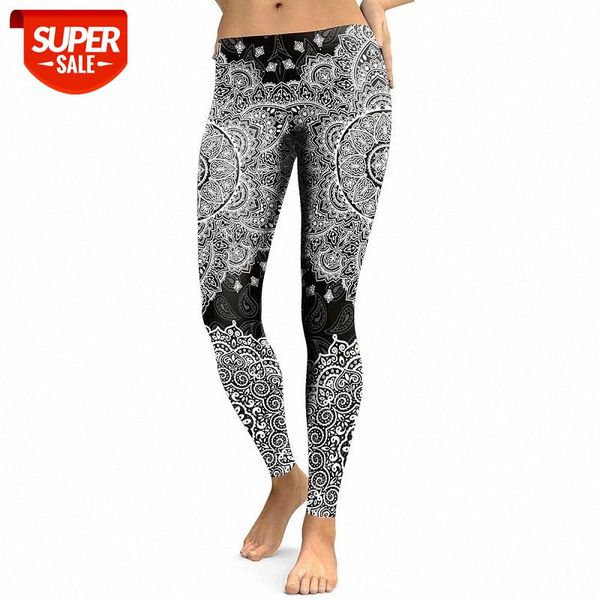 

normov casual women leggings fitness mid waist elastic push up print ankle length spandex leggin workout femme leggings #s82y, Black;white
