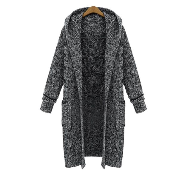

womens long knited cardigan outcoat new female casual hooded swatater open front winter warm sweaters harajuku solid streetwears, White