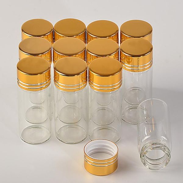 

50pcs 10ml glass bottles aluminium screw golden cap empty transparent clear liquid gift container wishing bot jllizp