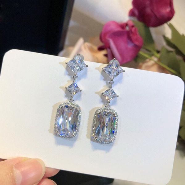 

dangle & chandelier 2021 high fashion 925 sterling silver earrings luxury fine jewelry for women tassels hand inlay zircon