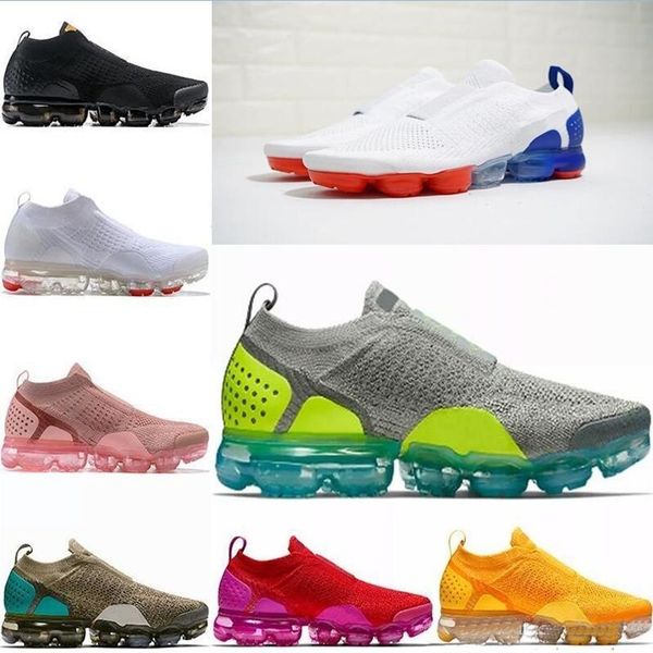 

2023 chaussures moc 2 laceless running shoes triple black designer mens women sneakers fly white knit cushion trainers zapatos