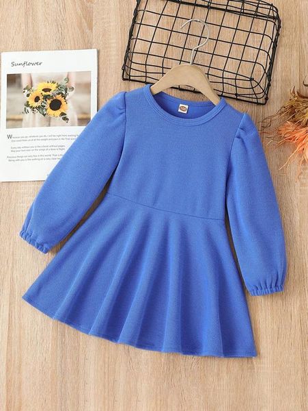 

toddler girls solid puff sleeve dress she, Red;yellow